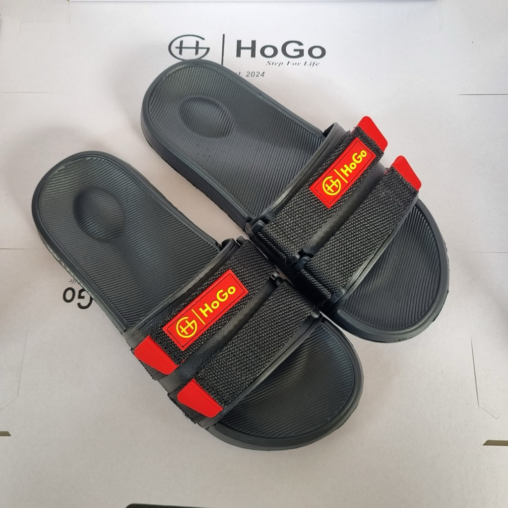 MERAH Hogo รองเท้าแตะผู้ชาย สายรัด TPR สีดําและสีแดง