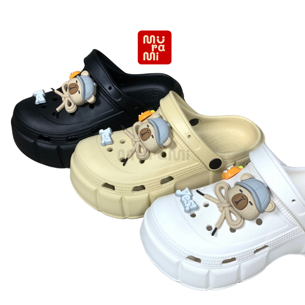 MURAMI - JiSoo Jibbitz Capybara Womens Platform Eva Premium Soft สบายรองเท้าแตะกันลื่น