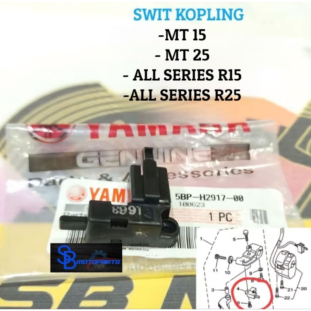 สวิตช์คลัทช์ R15 V3 V4 R 15 R25 MT15 MT 15 MT25 MT 25 VISION R LED XSR 155 XABRE ORIGINAL YGP YAMAHA