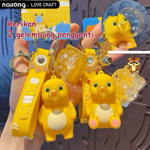 GANTUNGAN (GET ฟรีฟอง 2 ฟอง) พวงกุญแจ Nailong Viral Dino Yellow Pink Bubble Viral Nailong พวงกุญแจ B
