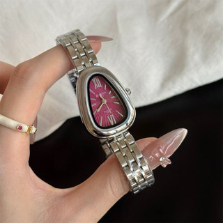 Barsh Jam Tangan Wanita Barsh Oval Mini Mewah Jam Tangan Elegant Aesthetic Fashion Korea Warna Silver Pink Gaya Mewah Y185