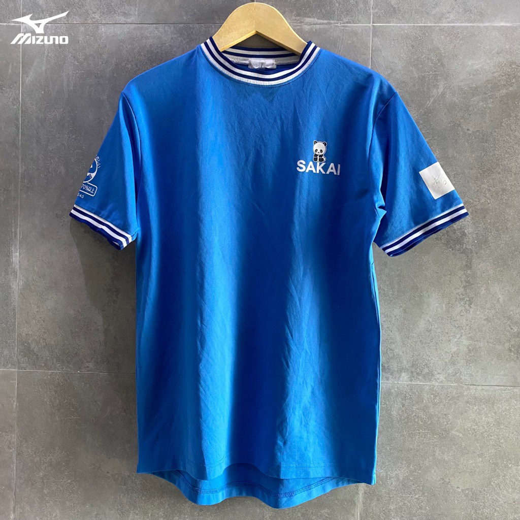 เสื้อโปโลกีฬาฟุตบอลวิ่งยิมฟิตเนสมาราธอน Sakai Panda ยี่ห้อ Mizuno Blue Pocari Sweat Thrift Second Pr
