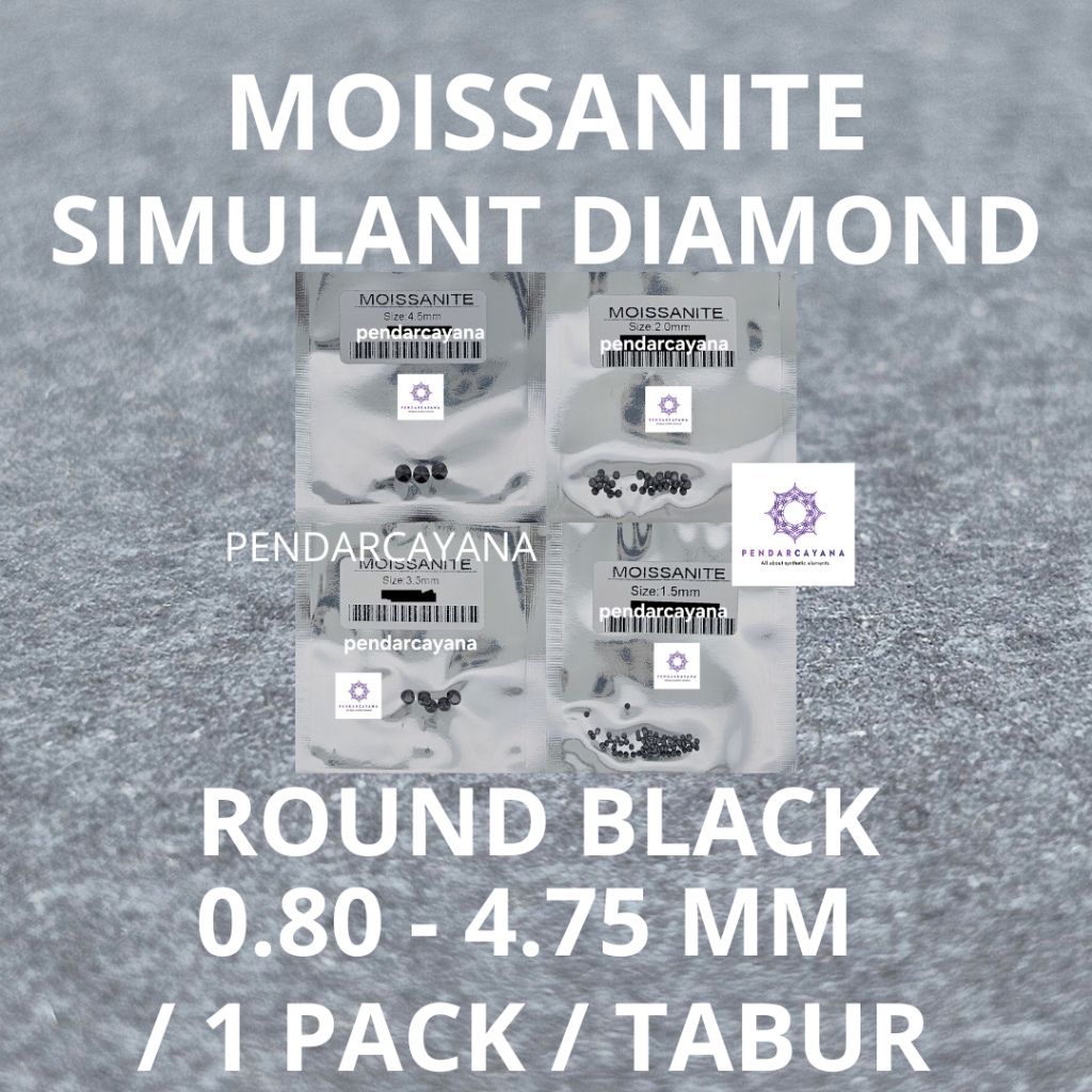 MOISSANITE SIMULANT DIAMOND 1 CARAT 0.8 - 4.75 MM ROUND SPRAY BLACK / PACK