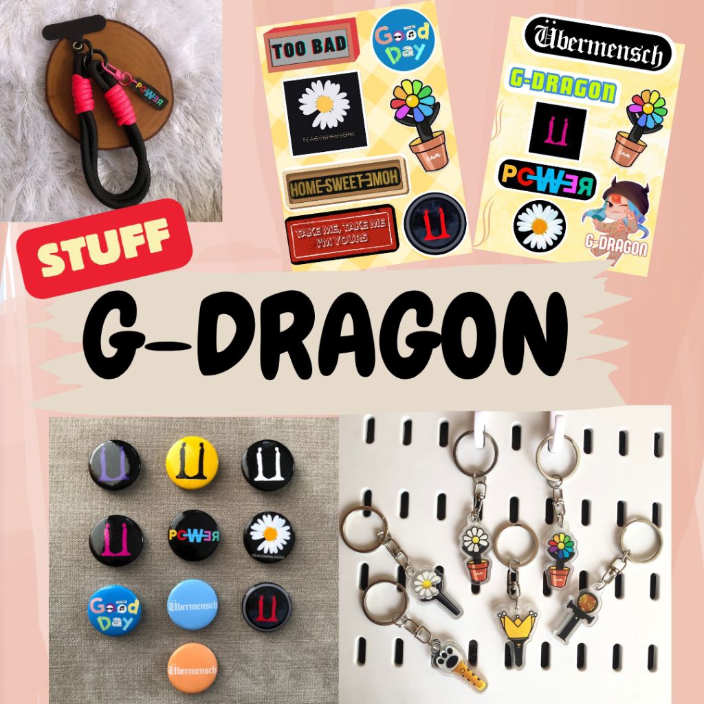 อุปกรณ์เสริม GANTUNGAN G-DRAGON, BIGBANG, Gdragon pin, สติ๊กเกอร์, พวงกุญแจ G Dragon