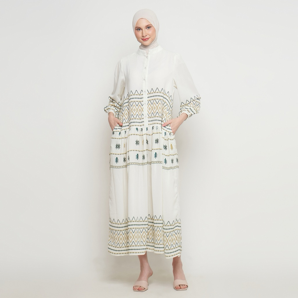 Kamilaa Premium - Zenia Dress Ethnic Lime Green