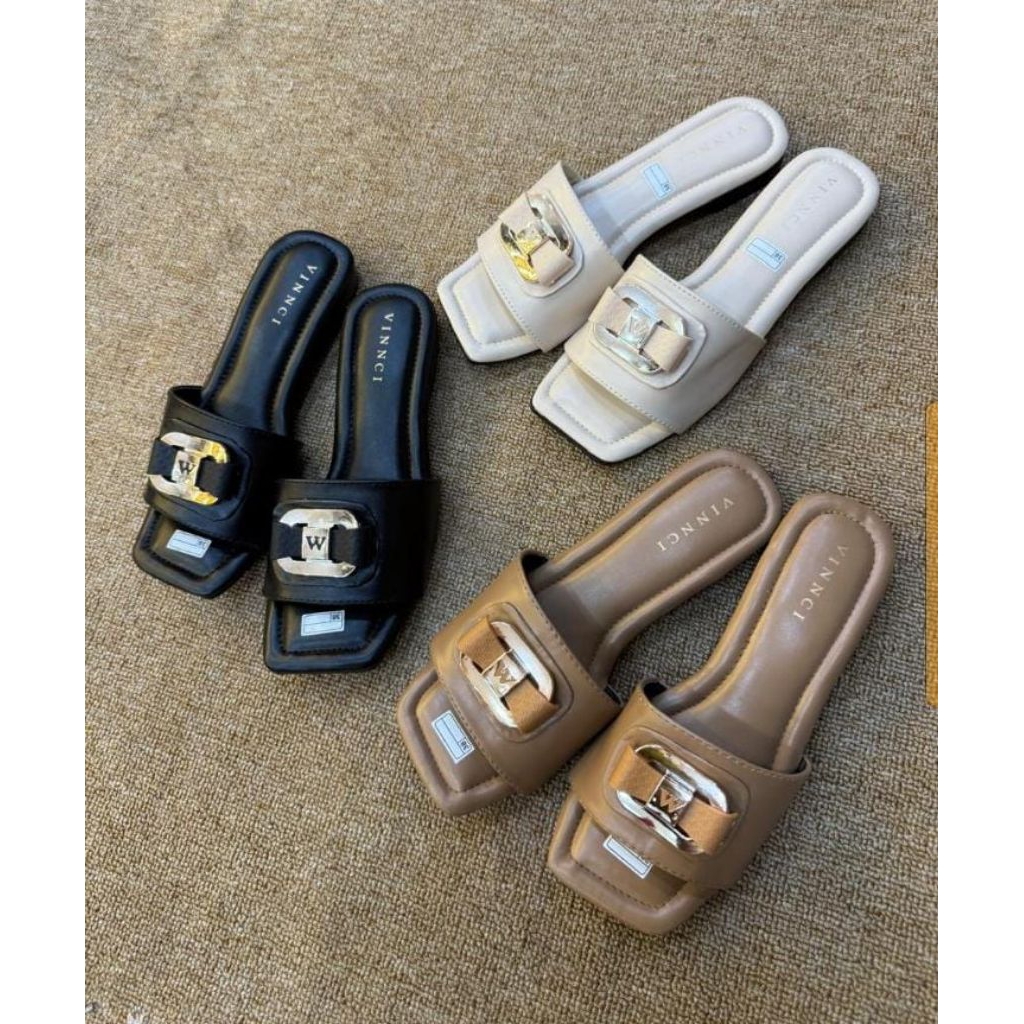 Vinnci Soft Flat Sandals FREE BOX| รองเท้าผู้หญิง | รองเท้าส้นสูงปาร์ตี้อินเทรนด์ | รองเท้าส้นสูงแต่