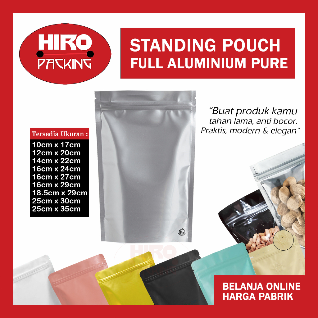 ยืนกระเป๋าพลาสติก Ziplock อาหารอลูมิเนียมฟอยล์ Metalized Non Window White Coffee Powder Snack Chips 