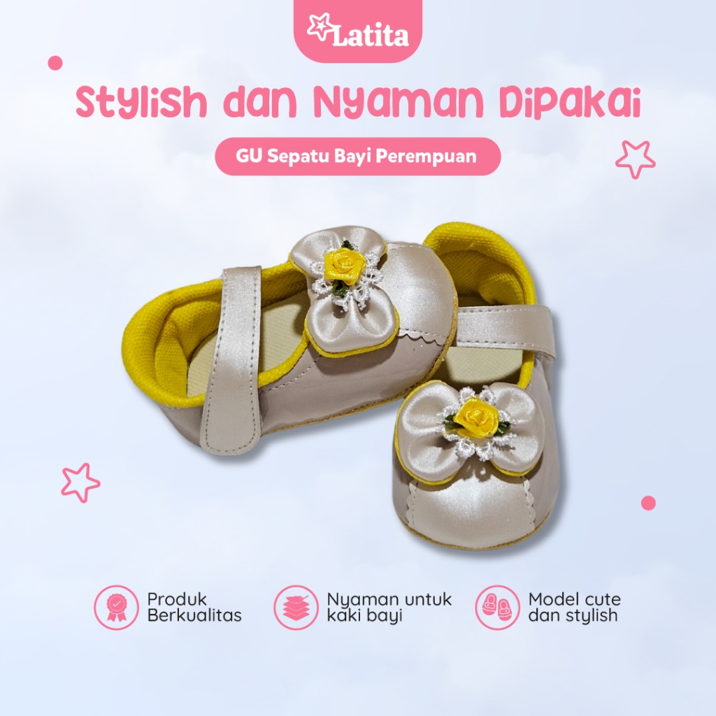 รองเท้า GU Baby Girl Prewalker พร้อมสายรัดกาวรองเท้าเด็กโดย Latita Official