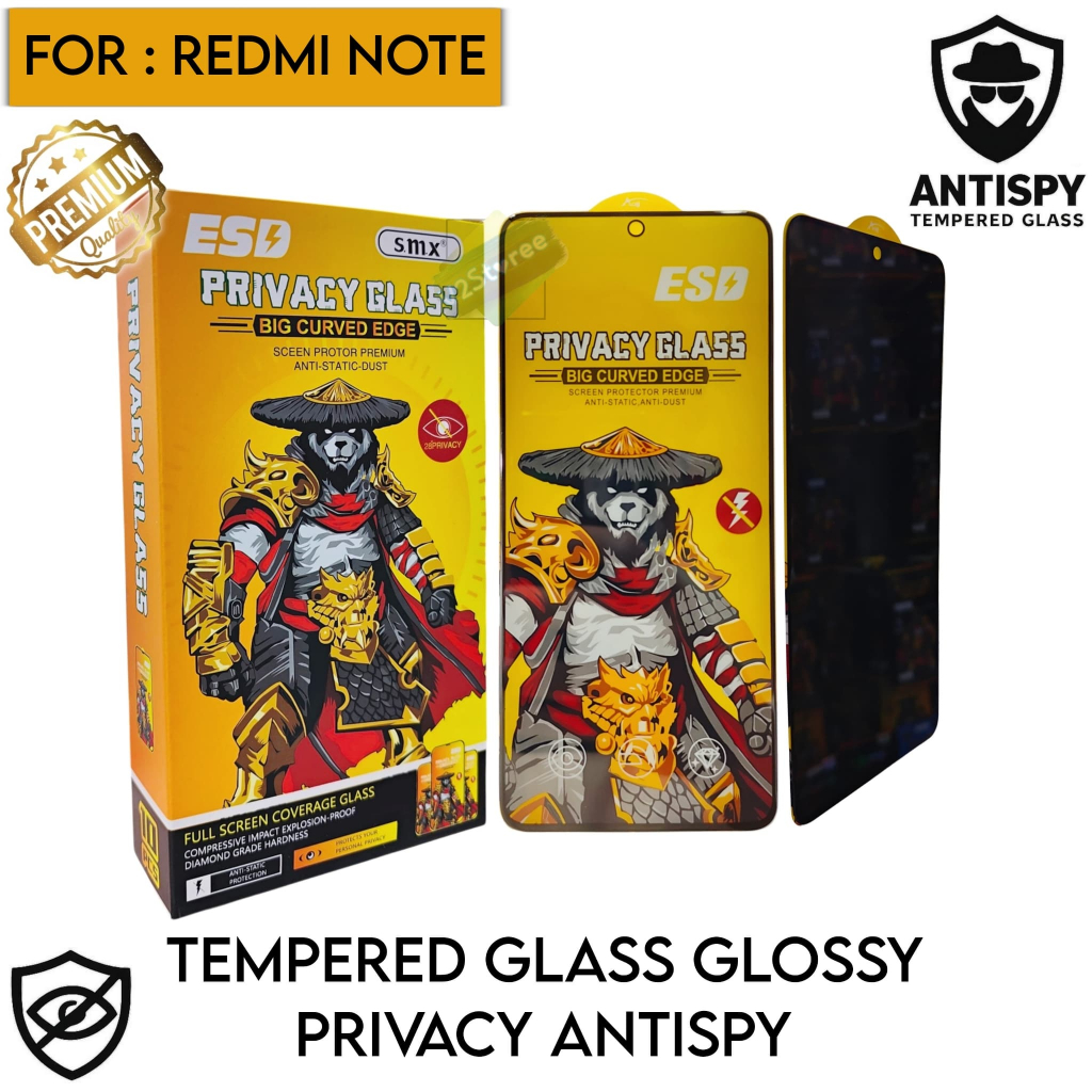 TEMPERED GLASS ESD PANDA ANTISPY PRIVACY สําหรับ REDMI NOTE 5 RD NOTE 8 RD NOTE 8 PRO RD NOTE 9 RD N
