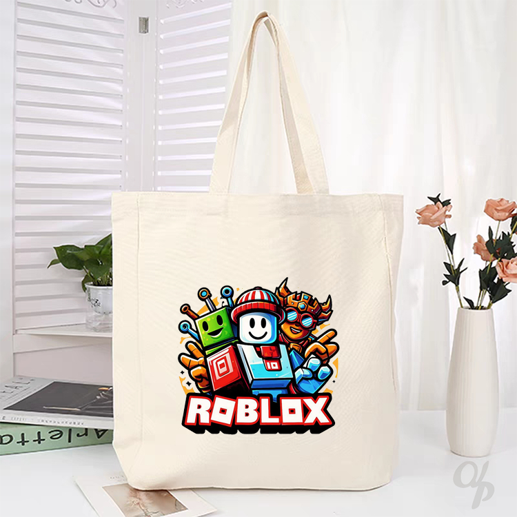 Roblox Motif Canvas Tote Bag / Robux / Tote Bag กระเป๋าช้อปปิ้ง