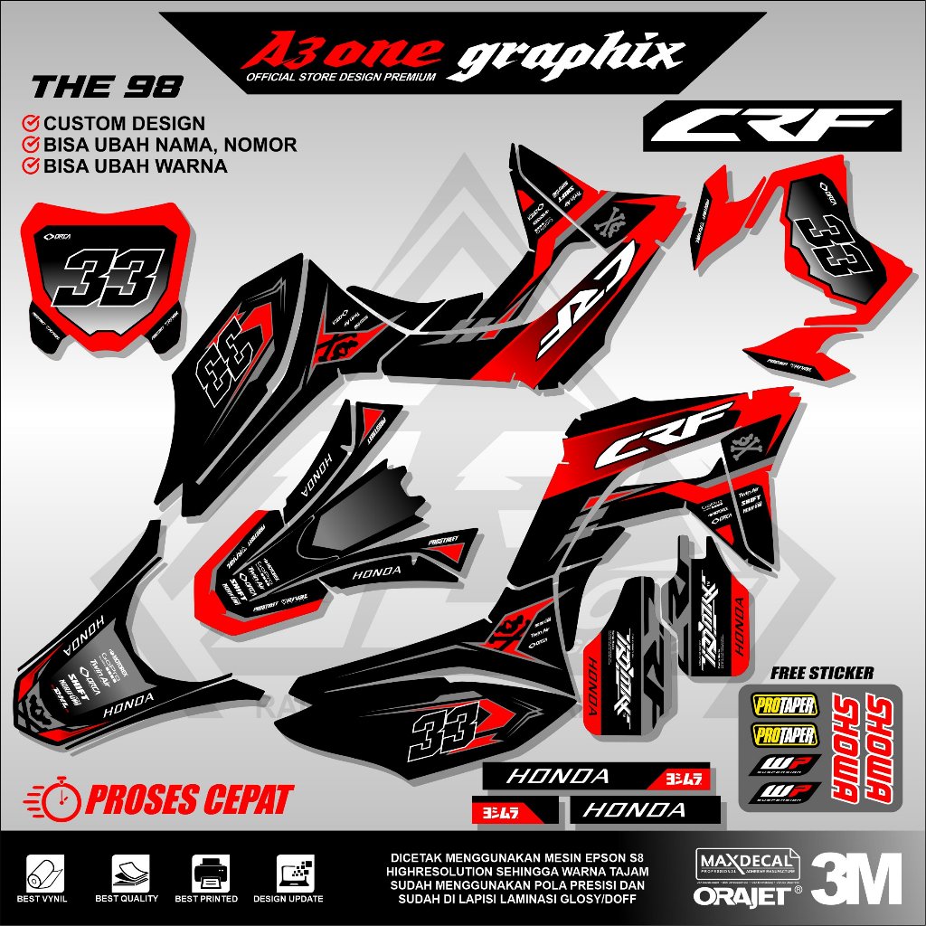HONDA CRF 150L RAINBOW Fullbody Supermoto DECAL STICKER Simple Cool ออกแบบใหม่วัสดุพรีเมี่ยม THE98