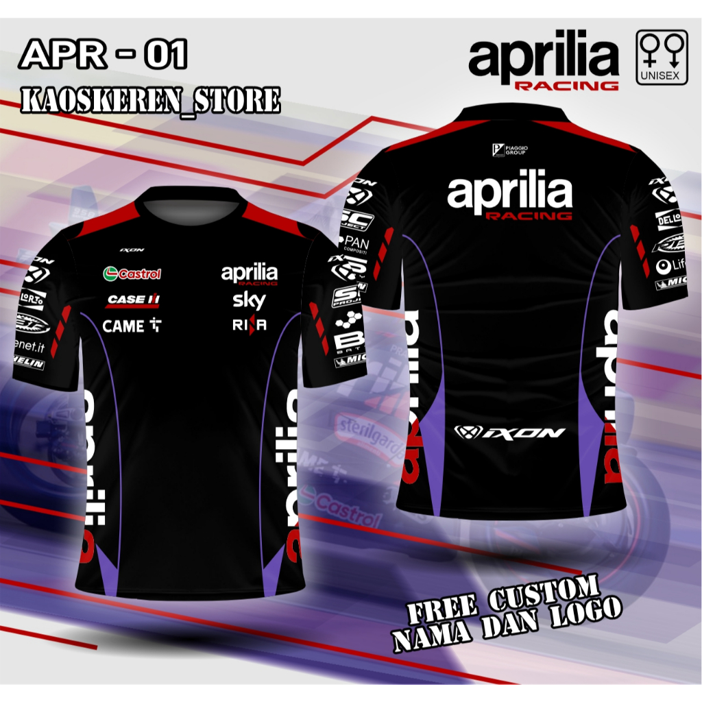 เสื้อลูกเรือทีม Aprilia เสื้อ Aprilia GP เสื้อ Aprilia GP ฟรีกําหนดเอง