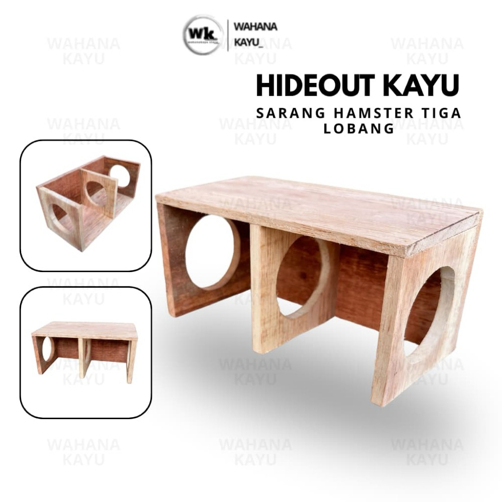 HAMSTER TOY THENEL HOUSE HIDEOUT WOODEN HAMSTER รัง 3 HOLES