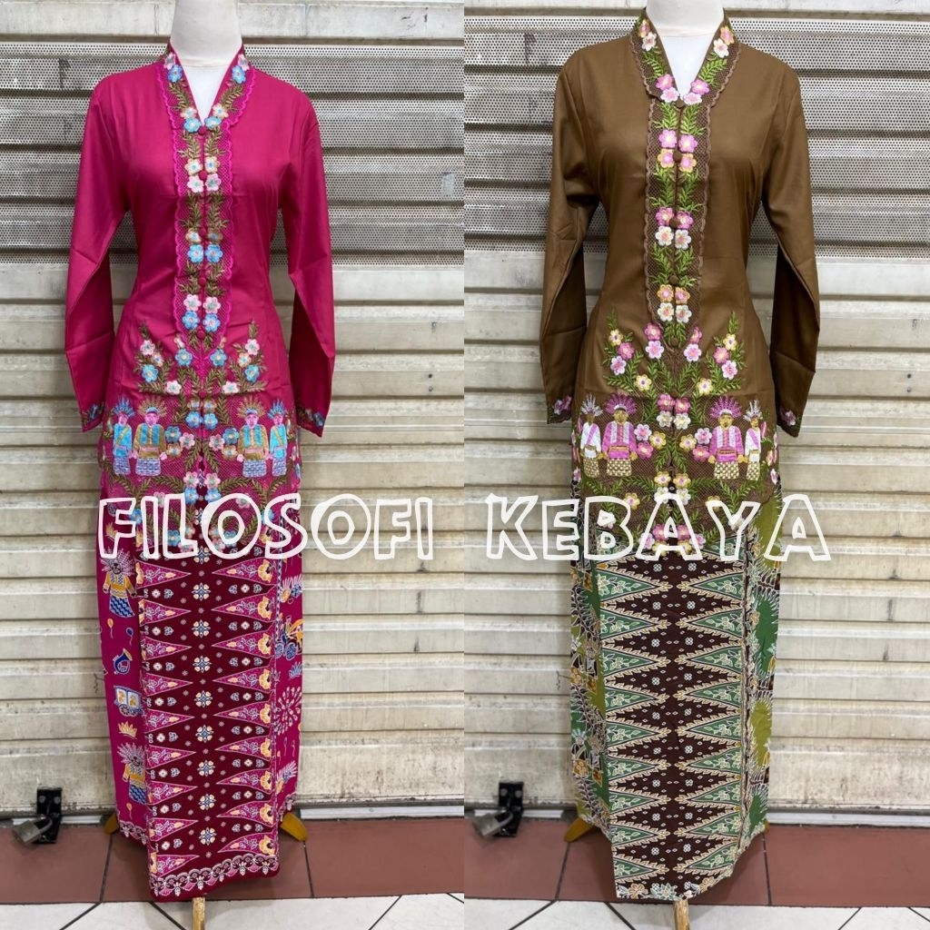 FK-New ล่าสุด Ondel Motif Encim Kebaya Set // Modern Encim Betwi Kebaya // ชุดปัก Encim Kebaya // Lo