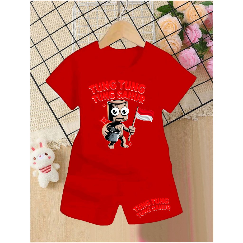 CHILDRENS SUITS (1-8 ปี) / TUNG TUNG SAHUR MERDEKA MOTIF SET / CHILDRENS SUITS AUGUST 17
