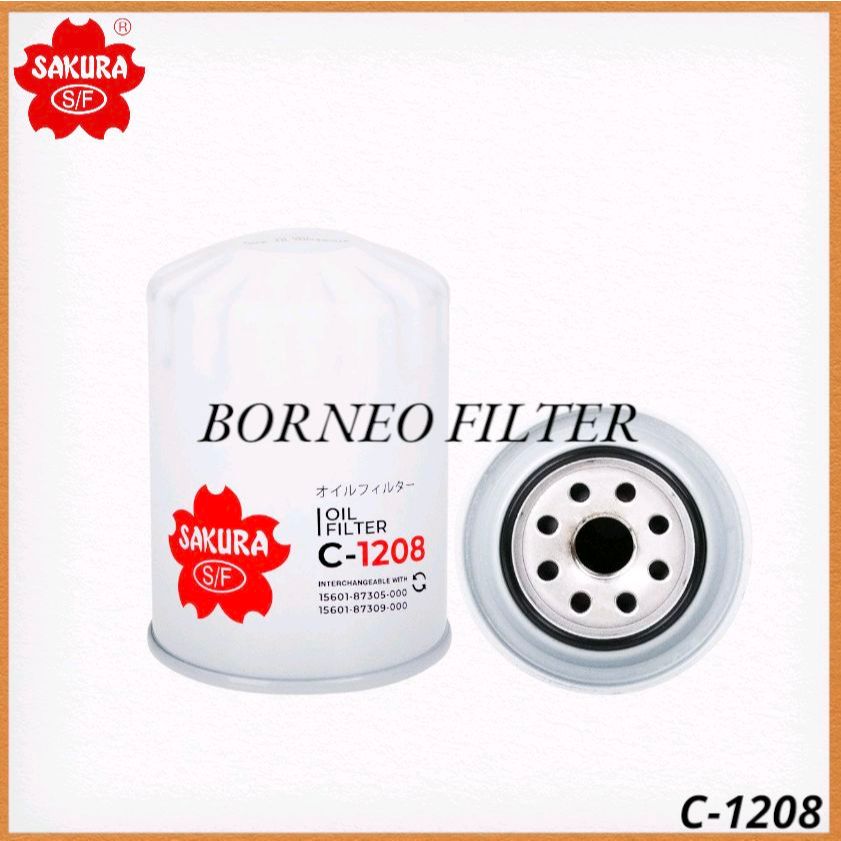 C-1208 กรองน้ํามันซากุระ C1208 SFO253 JOC-13000 JOC13000 15601-87305 15601-87309 15601-87309-000 156