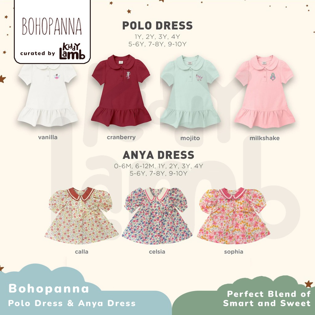 Bohopanna Polo Dress & Anya Dress / Girly Motif & Plain Girly Skirt Shirt อินเทรนด์ ใส่สบาย น่ารัก -