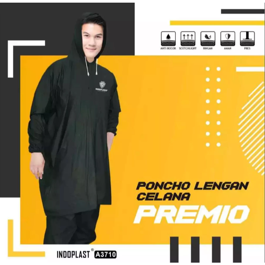 ชุดเสื้อกันฝนพร้อมกางเกง PREMIU Poncho Indoplast สำหรับผู้ใหญ่ thumbnail 10