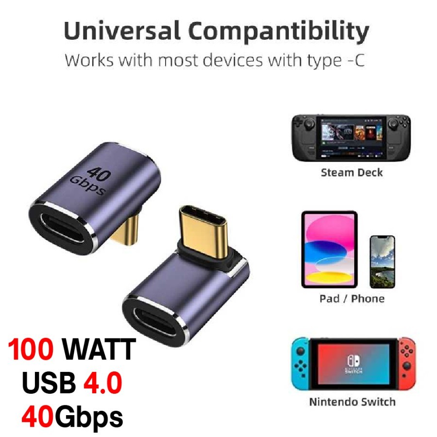 SIKU 100W 40Gbps 90 L SHAPE USB TYPE C TO TYPE C ADAPTER - C TO C CONVERTER 90 DEGREE ELbow