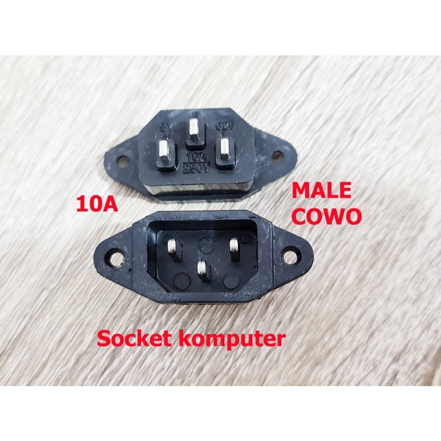 3 หลุมชาย AC สายไฟซ็อกเก็ต Pin PSU คอมพิวเตอร์ PC CPU terminal