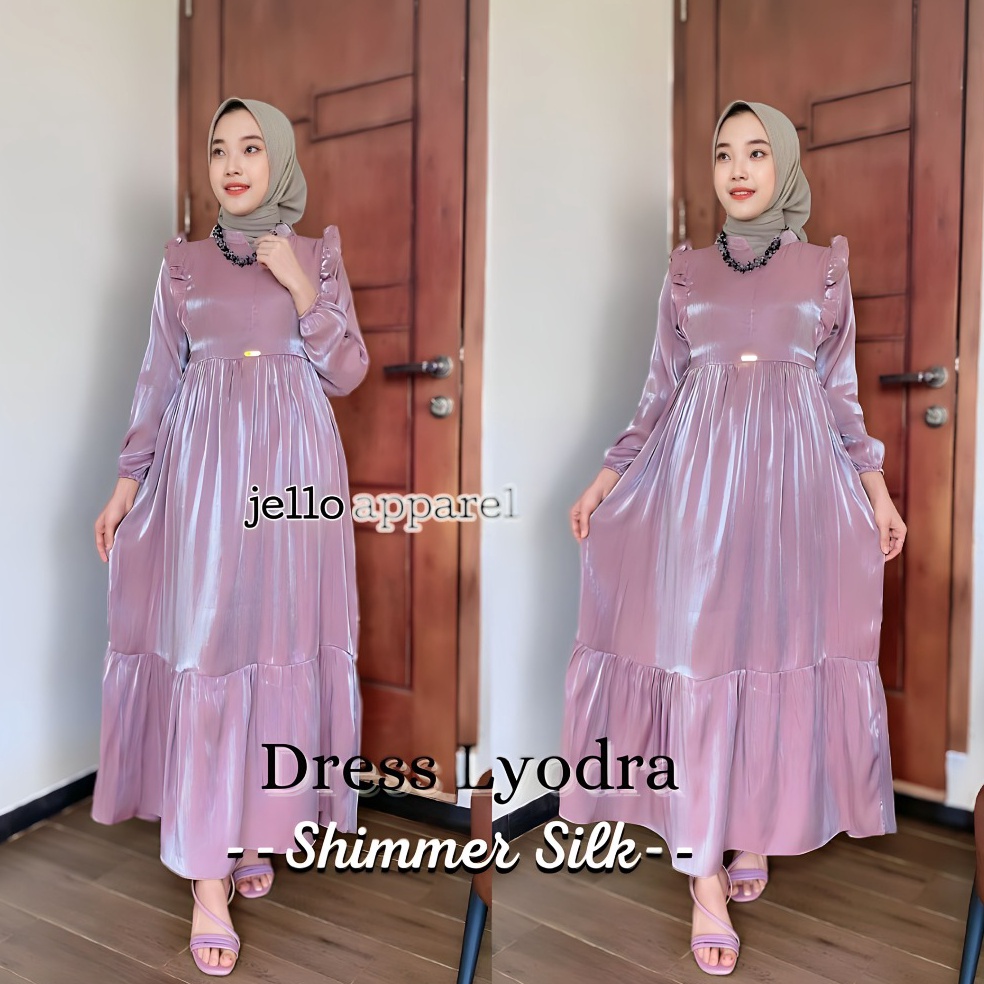 แนะนํา EARLY YEAR 225 Lyodra Shimmer Silk Gamis เสื้อผ้ามุสลิมของผู้หญิง