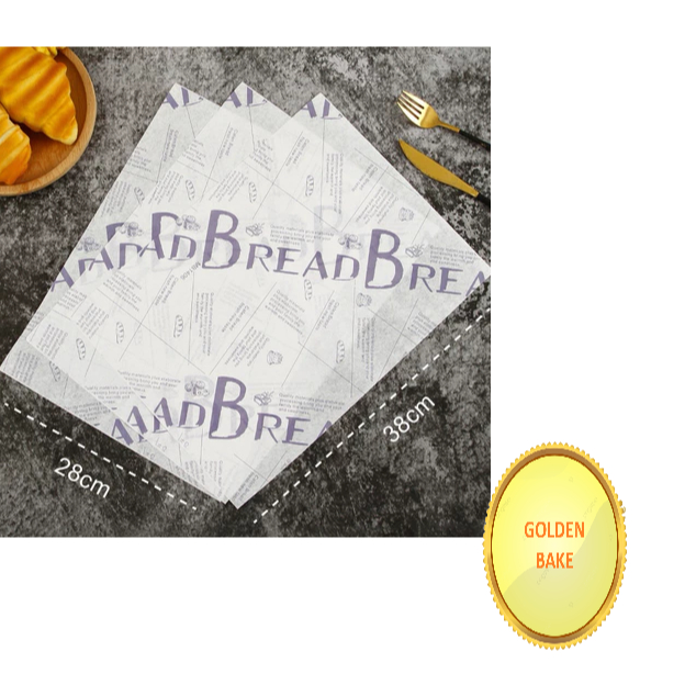 GBake 25 ชิ้น Wax Paper 28x38 ซม. / BREAD Motif Oil Paper / Baking Paper Motif / BREAD กระดาษห่อเบอร