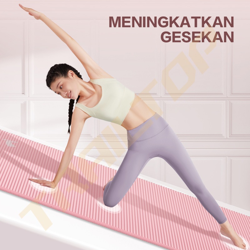 TrailTop เสื่อโยคะ NBR เสื่อกีฬาพร้อมกระเป๋าเสื่อโยคะกันลื่นพรมกีฬาหนา 8-10 มม.