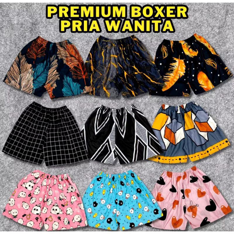 ผู้ชายและผู้หญิง BOXER SHORTS PREMIUM BOXERS ผู้หญิง BOXERS UNISEX BOXER กางเกงขาสั้นน่ารัก CHARACTE