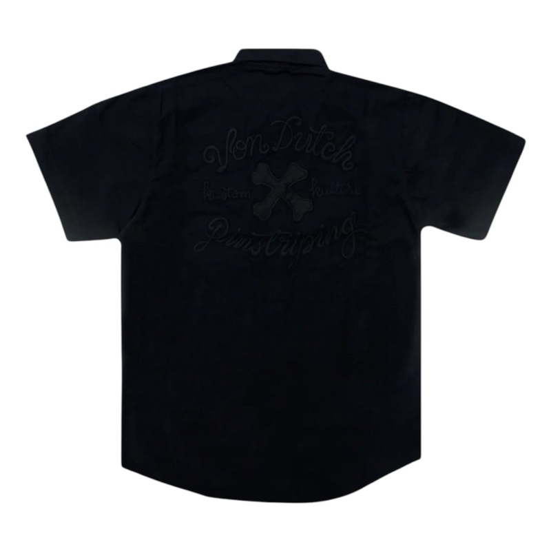 VONDUTCH Workshirt แขนสั้นเต็มสีดํา ORIGINAL 100% VW-12