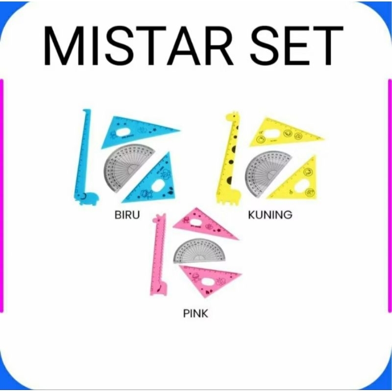 GIRAFFE RULER SET OF 4 / 15 CM RULER / DEGREE ARC / TRIANGLE RULER