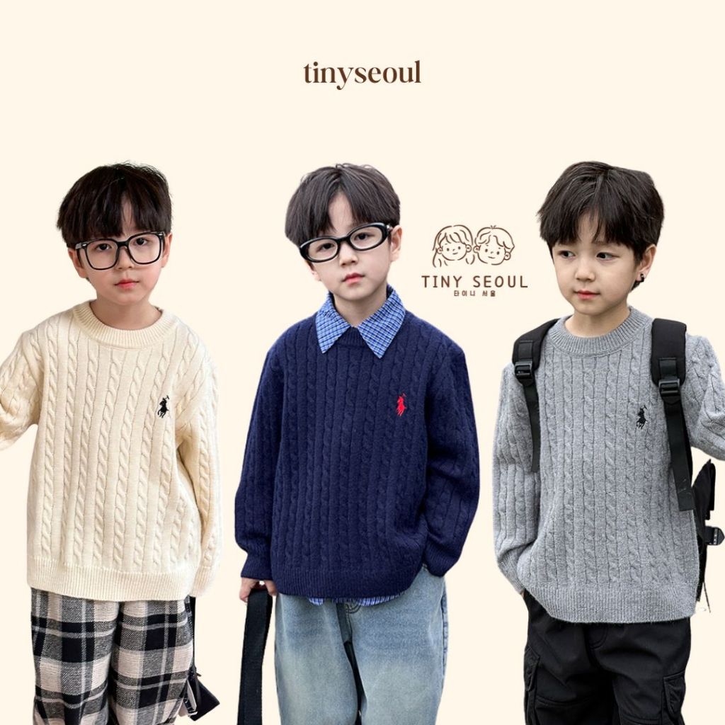 TINY SEOUL PREMIUM CHILDRENS KNIT SWETER - RALPH SWETER - เสื้อสเวตเตอร์ถักเสื้อแขนยาวสําหรับเด็กชาย