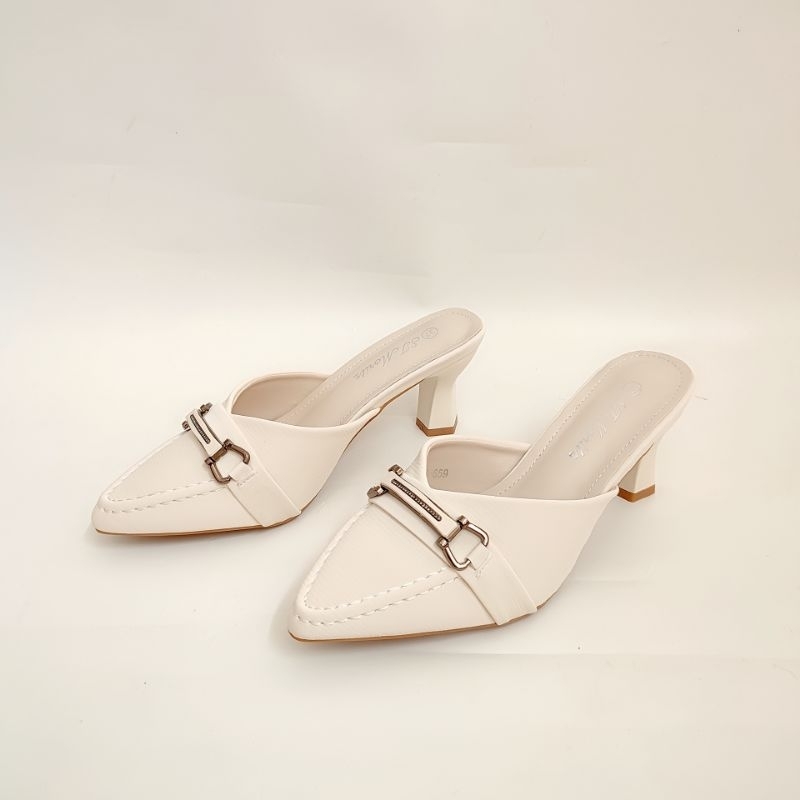 ST MORITZ 888-659 BEIGE PARTY SANDALS / PARTY SHOES รองเท้าแตะ SLOP สําหรับผู้หญิง