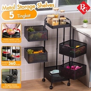 BG SPORT Rak Dapur Troli Besi Stainless Serbaguna Penyimpanan Multifungsi Dengan Roda Pegangan