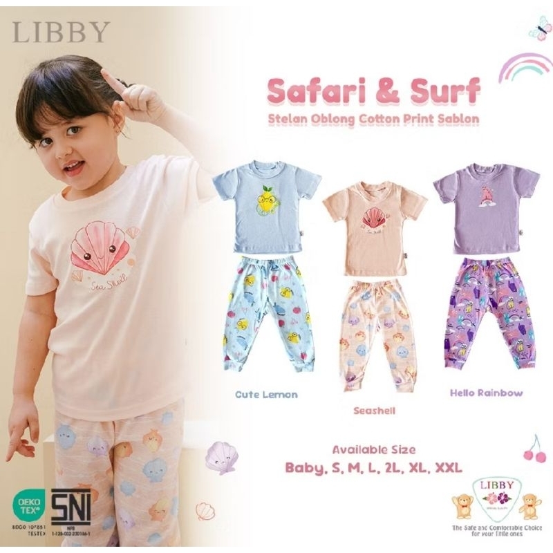 Lobby Oblong Cotton Rib Short Sleeve Long Pants Girl Series Safari & Surf Motif