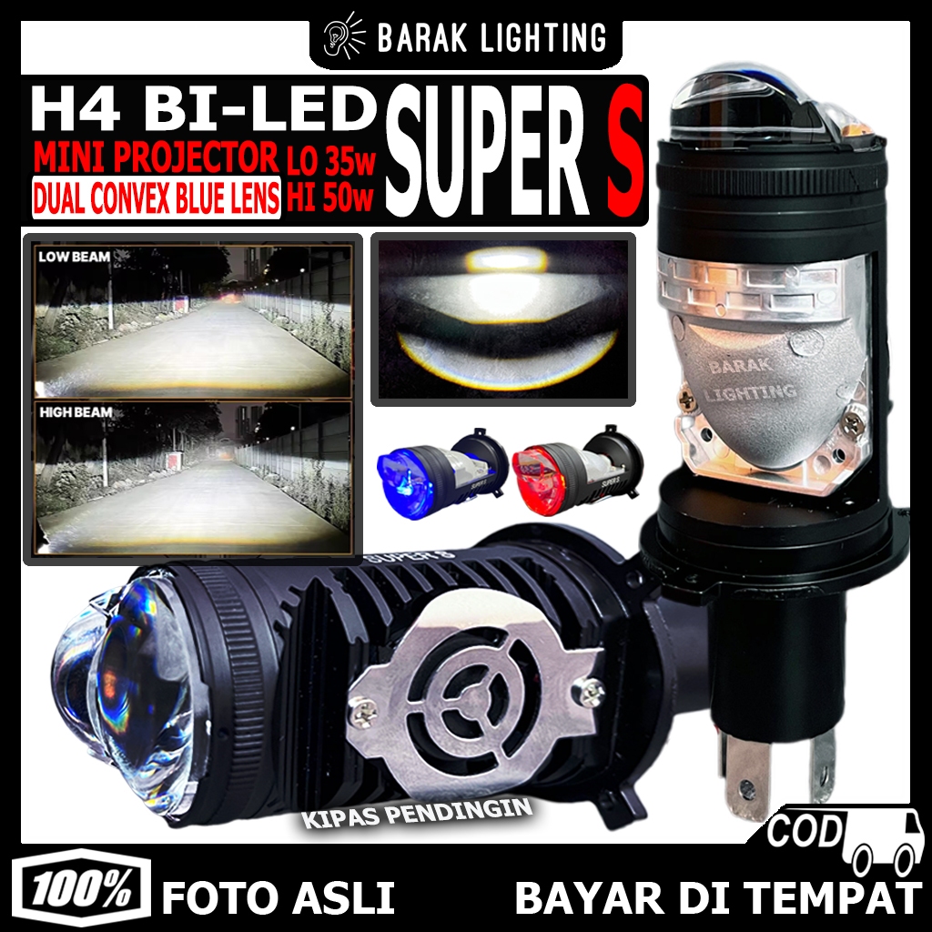 Mini Bilded โคมไฟ H4 ZE5 Super S รถรถจักรยานยนต์ Dual นูนเลนส์สีฟ้า H4 โปรเจคเตอร์ต่ํา 35 วัตต์สูง 5