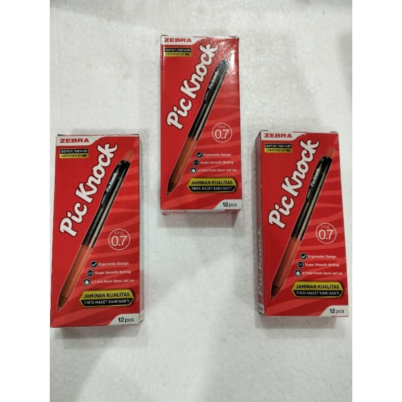 MERAH PEN CLICK PIC KNOCK 0.7MM ZEBRA BRAND RED CLICK PEN RED PRINT PEN