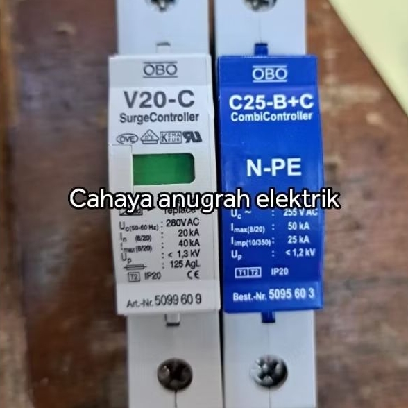 เครื่องป้องกันไฟกระชาก OBO V20 2P NPE arrester obo V20+Npe