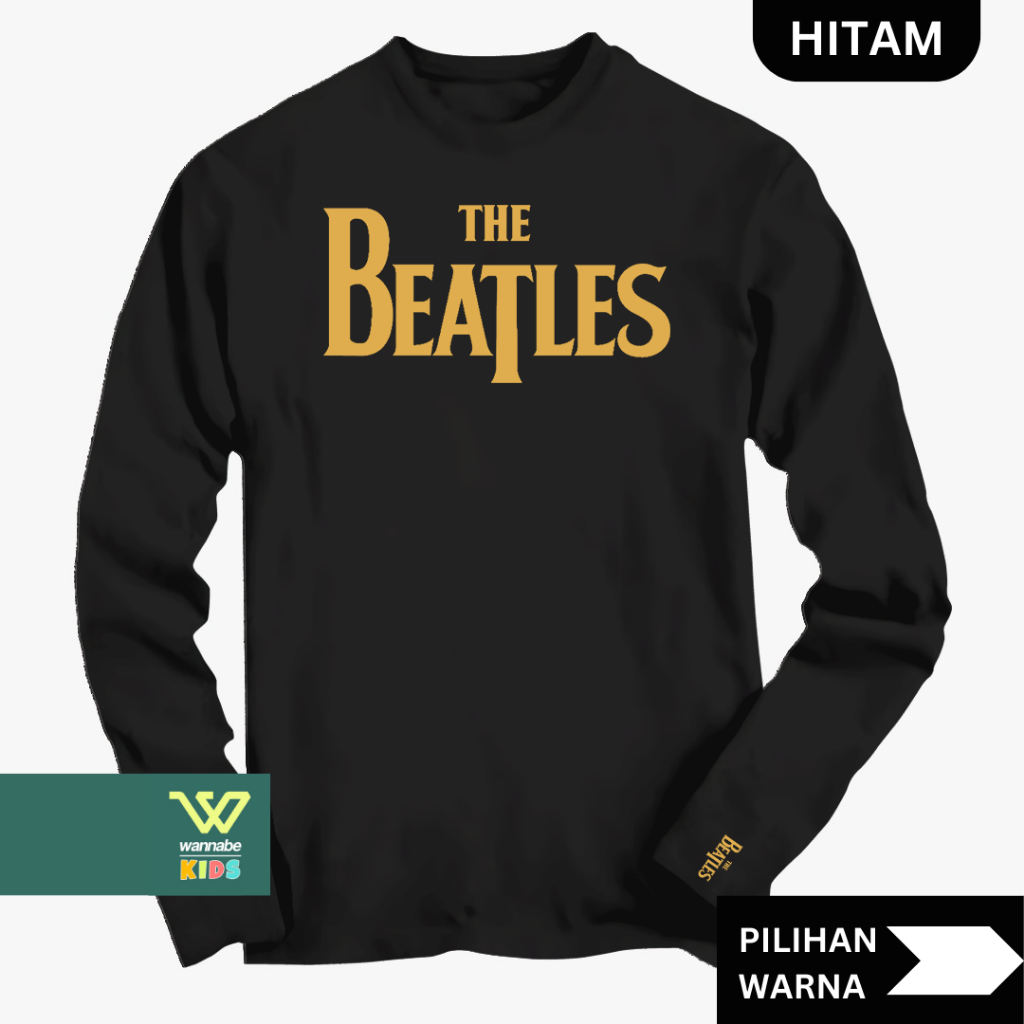 เสื้อยืดแขนยาวผู้ใหญ่และเด็ก BAND THE BEATLES FONT Size S - 7XL เสื้อยืด Big Size Jumbo และเด็ก ไซส์