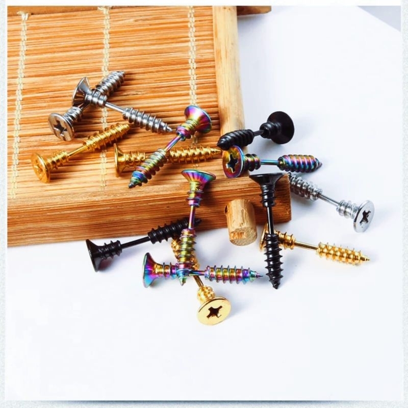 ไทเทเนียม EARRINGS / TITANIUM PIERCING EAR EAR EAR EARRINGS / SCREW BOLT PIERCING PIERCING