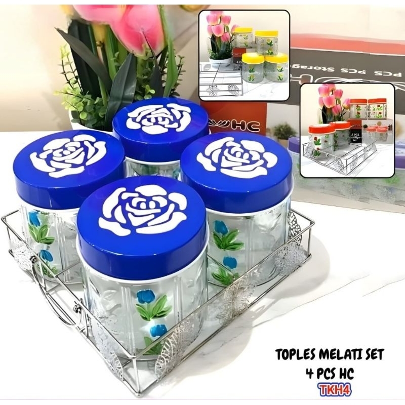 BRILLIANT แก้ว JARS 4 ชิ้น CANISTER แก้ว JARS JASMINE JARS 4 ชุด HC