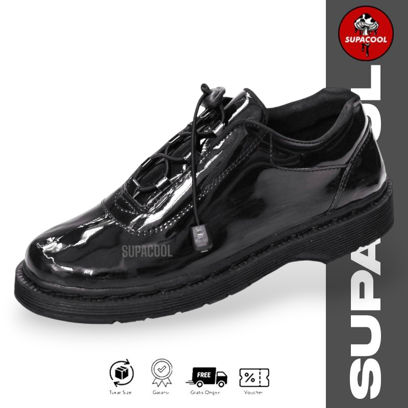 Hitam Supacool Black Shiny Pdh รองเท้าทางการรองเท้าโลฟเฟอร์ทํางานผู้ชายขนาด 39-43 Novax