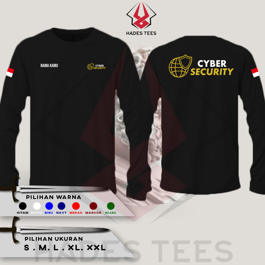 Cyber Security DB LONG SLEEVE เสื้อยืดฟรีขอชื่อของคุณ Distro เสื้อยืด Combed 30s