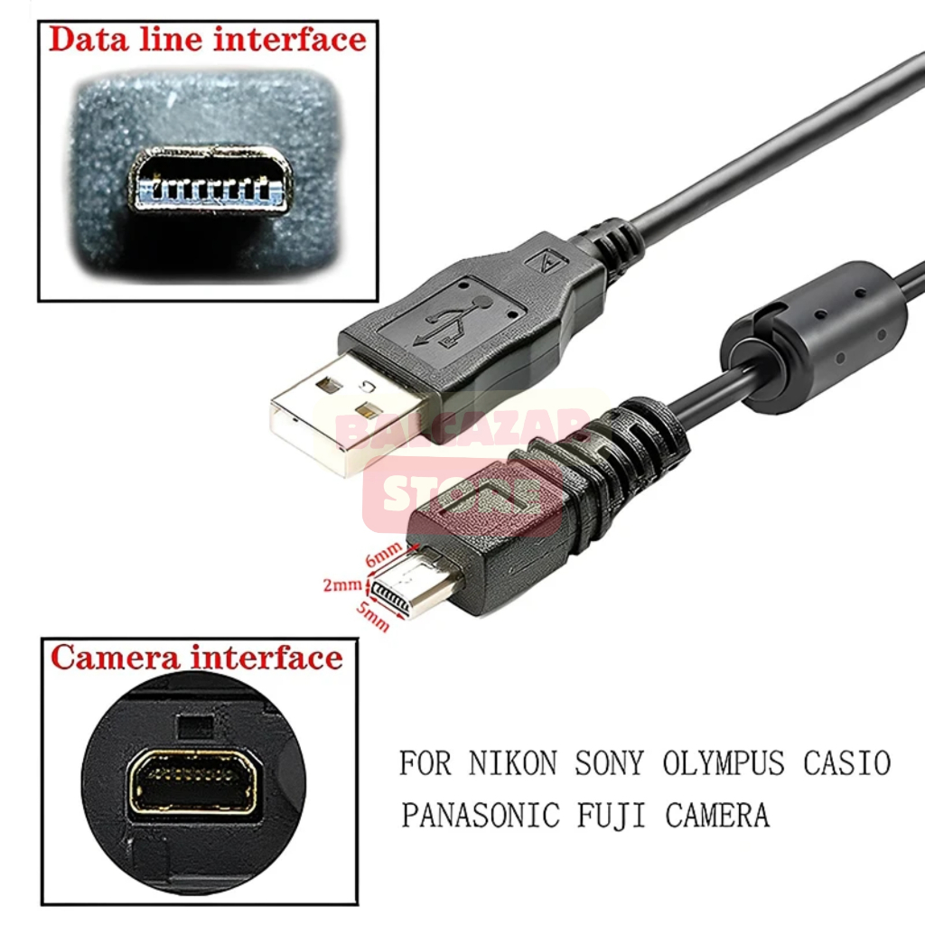 สายเคเบิลข้อมูล USB สําหรับกล้อง PC Data Transfer สําหรับ DSLR Nikon Sony Olympus Samsung Fujifilm K
