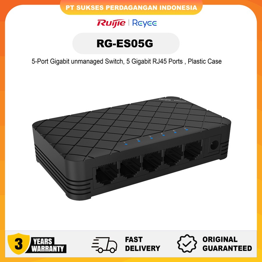 RUIJIE REYEE RG-ES05G Series Plastic Case Unmanaged Desktop Switch