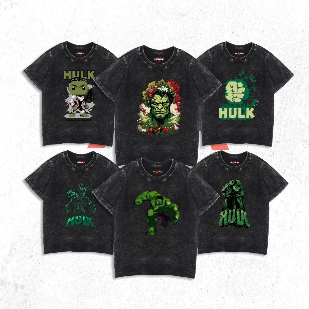 METALKIDS Marvel Hulk Kids T-shirt Washed เสื้อยืดหิน Unisex HULK 3-14