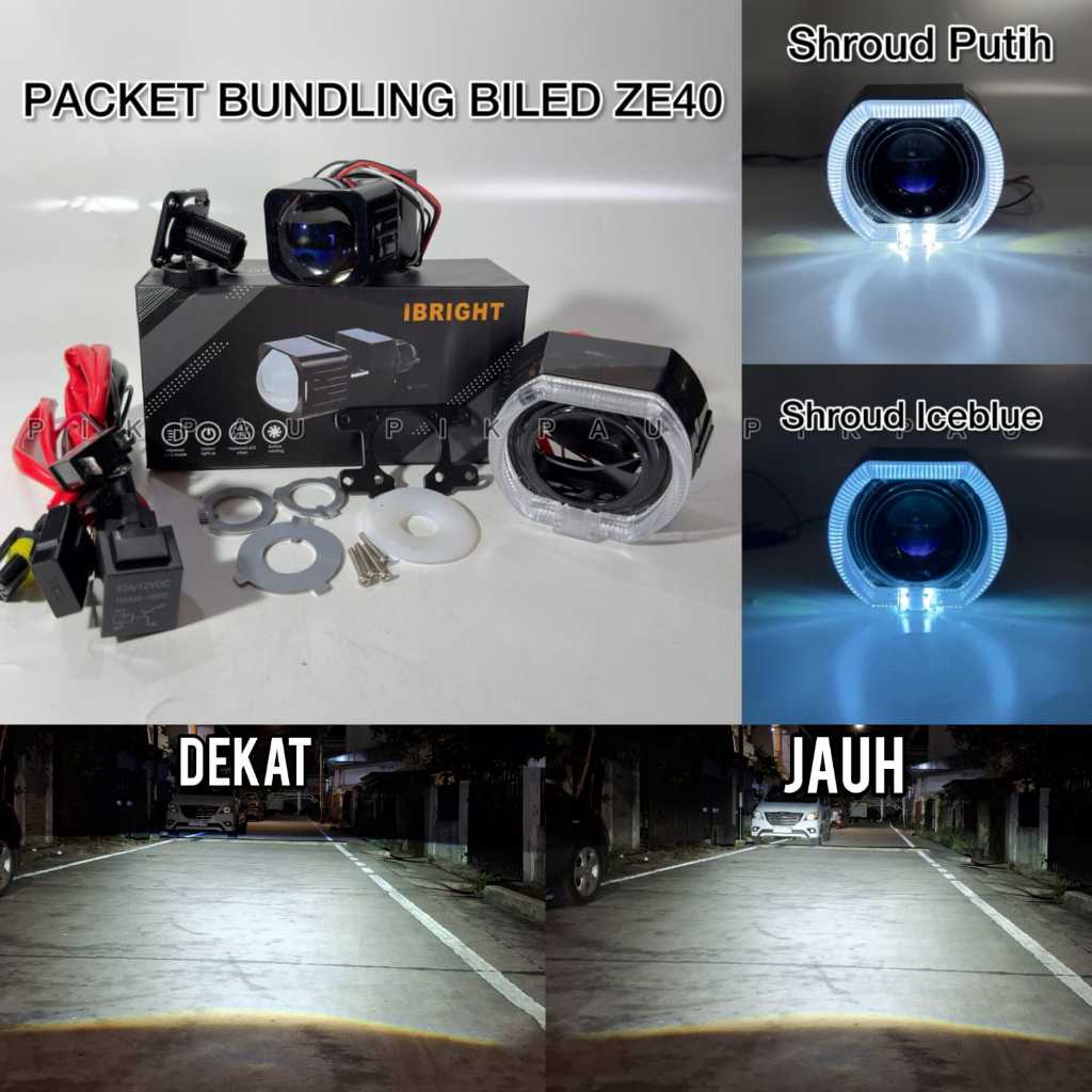 PACKET BUNDLING BILED 1.5inc Matrix X1 ZE40 Original IBRIGHT พร้อมชุดรีเลย์และ Shroud สีดํา PNP Prem