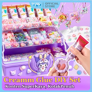 YKO DIY Set Keychain Set Kotak Stiker Cream Kartun Mainan Merangsang Kreativitas Anak-anak