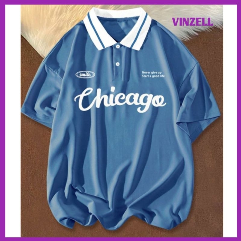 UNISEX BIGSIZE เสื้อโปโล (M-6XL) CHICAGO JUMBO SHIRT SIMPLE LOGO UNISEX POLO SHIRT ML XL 2XL 3XL 4XL
