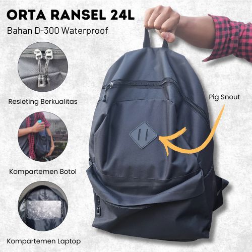 ORTA Plain Backpack 24L D300 วัสดุกันน้ํา เหมาะสําหรับทํางาน โรงเรียน และการเดินทาง