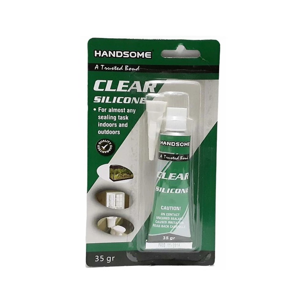 CLEAR SILICONE SEALANT HANDSOME 35 / 85 GRAM / AQUARIUM GLUE / กาวแก้วใส